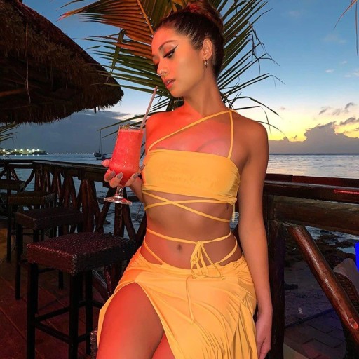 Γυναικείο crop top και φούστα B1106