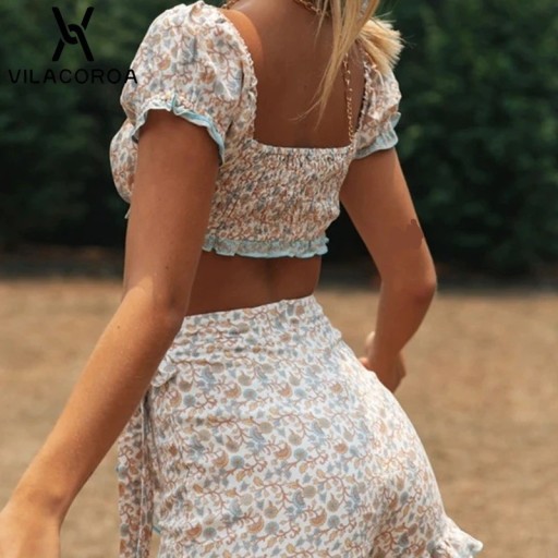 Γυναικείο crop top και φούστα B1211