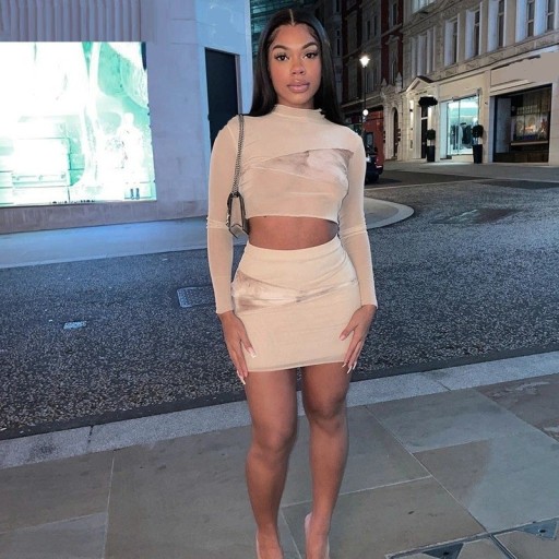 Γυναικείο crop top και φούστα B1218