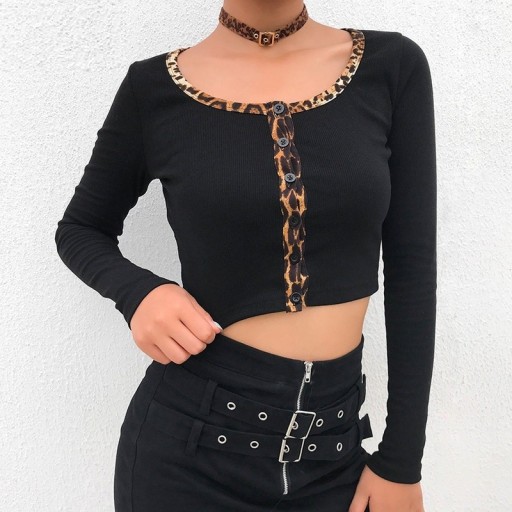 Γυναικείο crop top με λεοπάρ σχέδιο