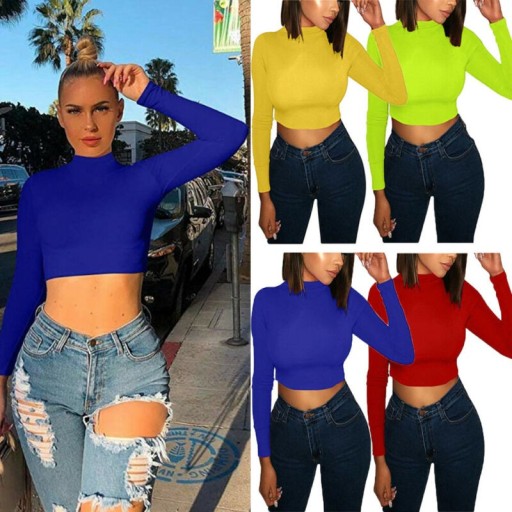 Γυναικείο crop top με μακριά μανίκια B359