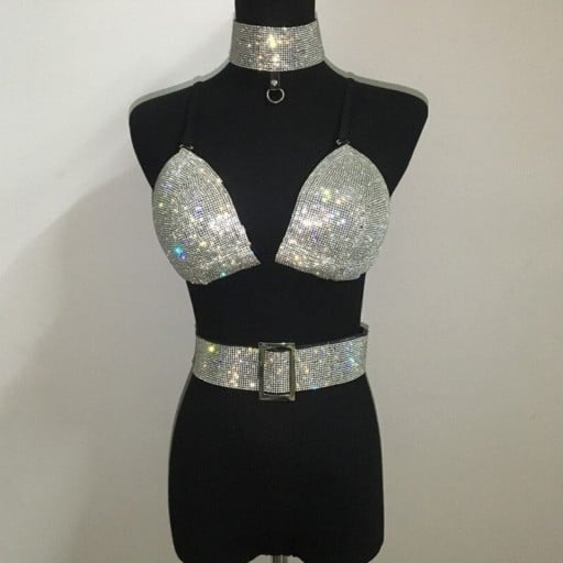 Γυναικείο crop top, ζώνη και choker