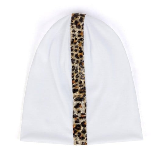 Γυναικείο καπέλο σε στυλ beanie με ράμφος από χάντρες σε λεοπάρ σχέδιο Ελεύθερη ρέουσα γραμμή Βαμβάκι με πολυεστέρα Περίμετρος κεφαλής 54