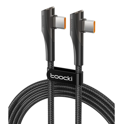 Gyorstöltő kábel USB C - USB C 2 m 100W 90°-os csatlakozó adatkábel 5A 480 Mbps vastag vezeték telefonhoz tablet laptop kényelmes használat