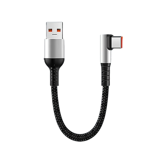 Gyorstöltő USB A - USB C kábel 50 cm-es 6A adatkábel 90°-os könyökkel C típusú rövid kábel adatátvitelhez telefontöltő külső akkumulátor