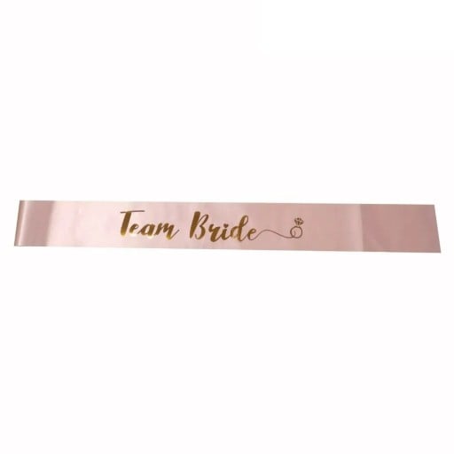 Häähattu Team Bride Vaaleanpunainen-Kultainen Satiini 156 x 9,5 cm Polttari