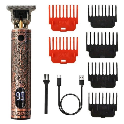 Haarschneider mit drei Geschwindigkeiten, elektrischer Haarschneider, Rasierer mit verschiedenen Größen, USB-C-Aufsätze, professioneller Haarrasierer, wiederaufladbarer Haarschneider mit Ladestatusanzeige, 15,2 x 4,1 cm