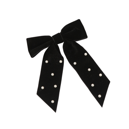 Haarspeld met fluwelen strik en parels Elegante haarversiering Stijlvol accessoire Haarspeld met parels Delicate strik voor dames en meisjes
