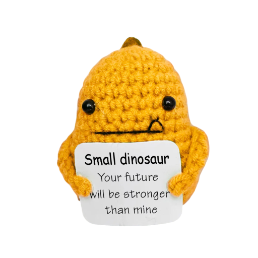 Hæklet dinosaur til positiv energi Håndlavet talisman med indskrift Original værelsesdekoration Sød gave til glæde