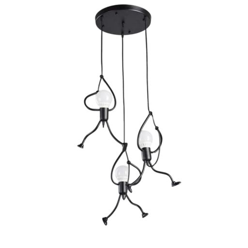 Hængende lysekrone til 3 pærer Designerlampe Figur på et reb Moderne dekorativ belysning Justerbar længde 0,8 m E27 pærefatning