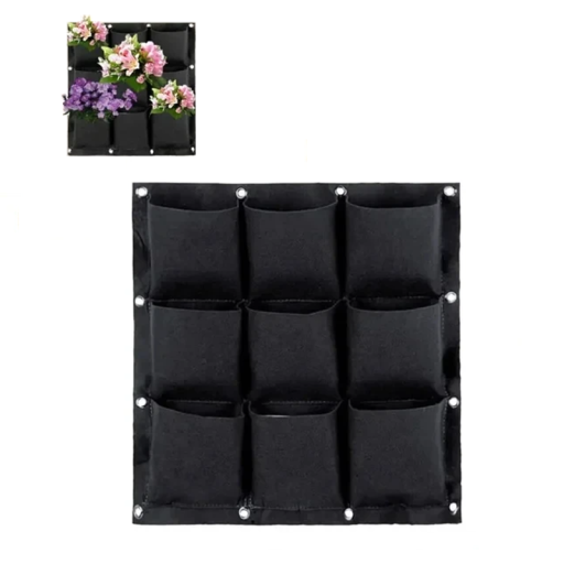 Hængende vægplantekasse 50 x 50 cm stofplanteorganisator 9 lommer 15x15 cm vertikal have indendørs plantning