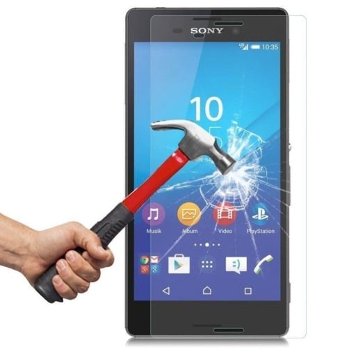 Hærdet beskyttelsesglas til telefonens skærm Klart og meget tyndt 0,26 mm Beskytter skærmen mod skader Kompatibelt med Sony Xperia