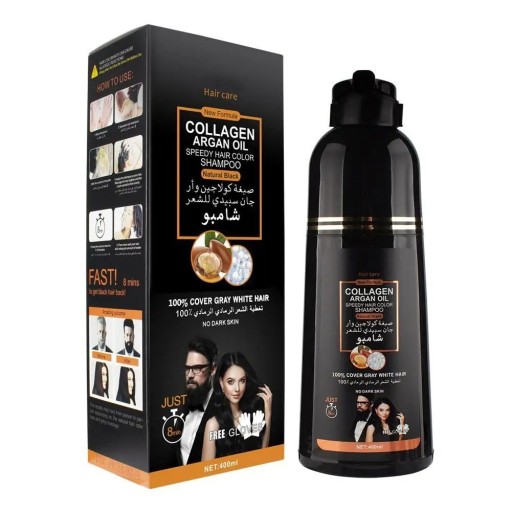 Hair Colouring Shampoo Black Hair Washable Hair Colour 400 ml For All Hair Types