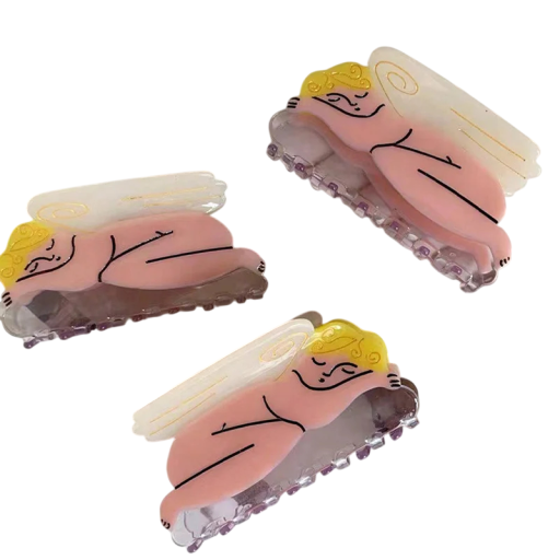 Hajcsat 8,8 x 4,5 cm Angyali figura Dekoratív retro hajcsat Elegáns hajtű Stabil tartás stílusos kiegészítő