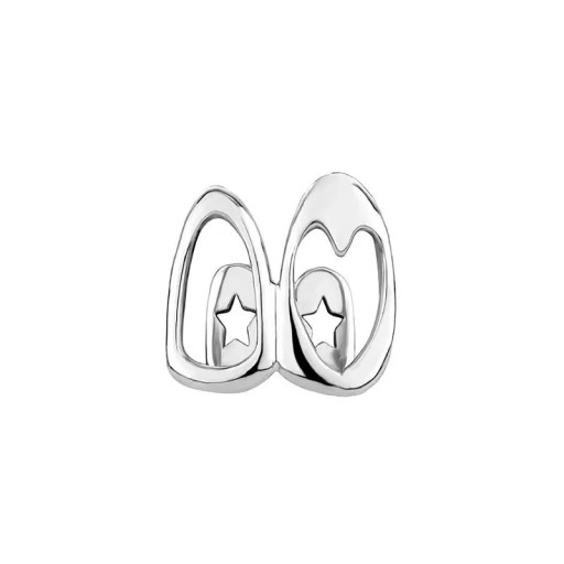 Halloween grillz capinha dental em forma de coração Dois dentes Design oco Joia hip hop Cor dourada-prateada Para mulheres e homens Decoração original