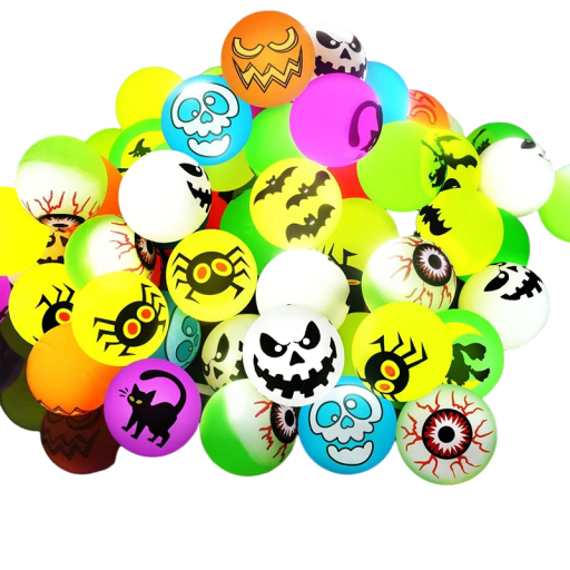 Halloween-hoppebolde der lyser i mørket Humle der lyser i mørket Hoppebolde til børn Gummibold med Halloween-motiv Julekugler 10 stk. 2,6 cm