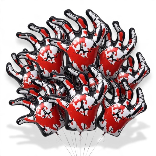 Halloween Inflatable Balloons Bony Hand 10 pcs Skeleton Hand With Bloodstains White Black and Red For Halloween Party