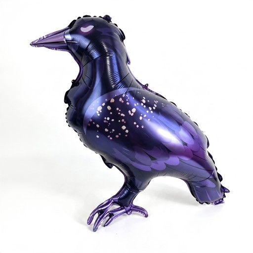 Halloween Inflatable Decoration Standing Crow Balloon 50 x 95 cm Bird With Shiny Feathers Dark Purple For Halloween Party