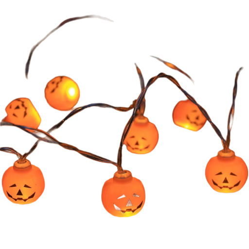 Halloween-Kürbis-Lichterkette 1,5 m mit 2x AA-Batterien