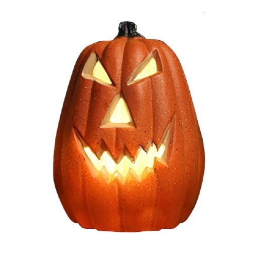 Halloween Sztuczna dynia Lampa LED Dekoracja Halloween Owalna pomarańczowa dynia z żarówką LED Wodoodporna dekoracja zewnętrzna Trwała latarnia dyniowa 17x13 cm