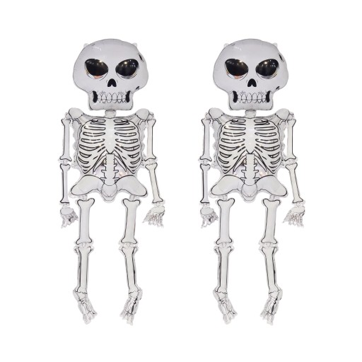 Halloweeni Dekoráció Nafukáló Álló Lufik Csontváz Teljes Test Csillogó Felület Fehér és Fekete Halloweeni Bulira