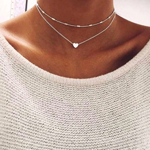 Halsband med dubbelt hjärta för kvinnor