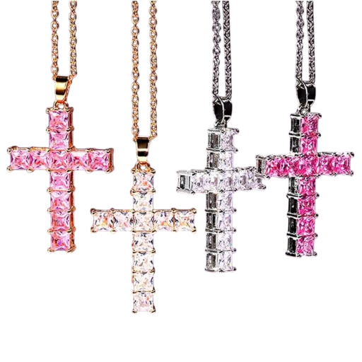 Halsband med korshängare Kristaller 37 x 20 mm Zinklegering Unisex smycke för fest och vardag för kvinnor och män som present