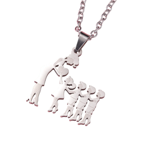 Halskette mit Anhänger Mama mit Tochter und drei Söhnen Eleganter Familienschmuck Geschenk für Mama Symbol der Liebe und Familie