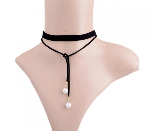Halskette - Schleife mit Perlen