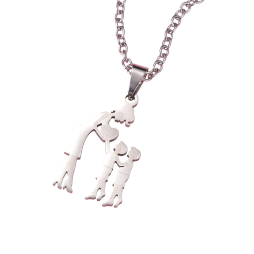 Halsketting met hanger van een moeder en twee zonen Elegante sieraden van roestvrij staal Symbool van de familie Cadeau voor mama Belangrijke familiale motief