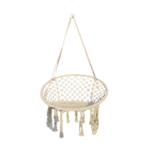 Hamaca colgante con aro de hierro 120x60x80 cm cuerda de algodón capacidad 120 kg para descansar en casa y al aire libre