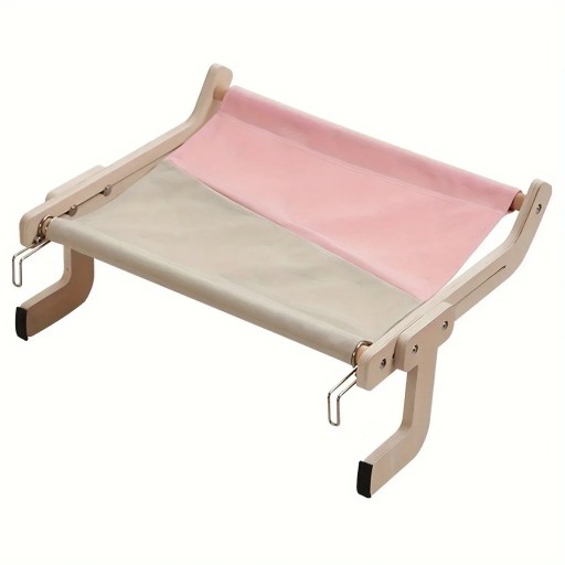 Hamaca suspendida para gatos 47 x 38 x 21 cm Estructura de madera Altura ajustable Cama colgante cómoda para calefacción o pared