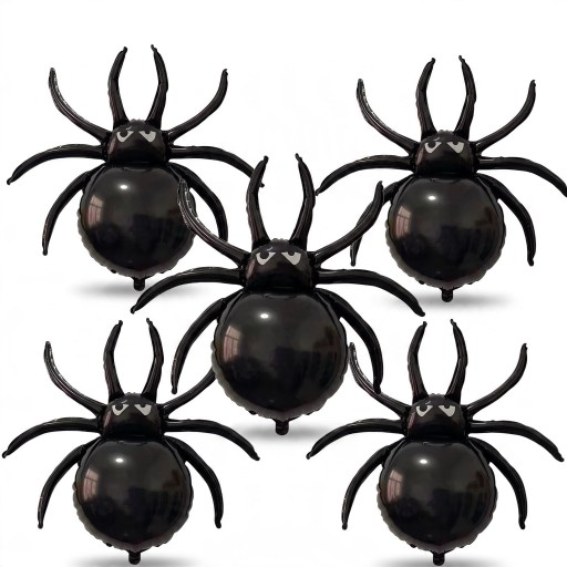 Hämähäkkipallonit 5 kpl Halloweena koriste 78 x 82 cm Suuret foliopallot Mustat Koristeet Halloween juhliin ja juhliin