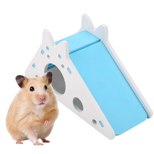 Hamsterhaus 18,3 x 7 x 9,7 cm Bunter Kunststoffhaus mit Rutsche und Treppe Spielzeug für Nager Käfigzubehör Spaß für Hamster