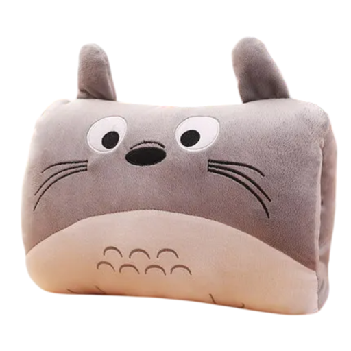 Hand Warmer Cushion 32 x 21.5 cm Grey with Cartoon Face Soft Fleece Material Cute Gift Winter Accessory Against the Cold