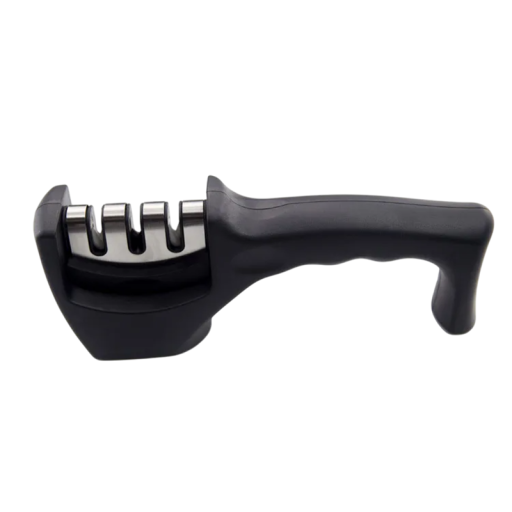 Handheld Knife Sharpener 3-Section Stainless Steel Sharpening Non-Slip Base Safe Quick Sharpening Home Blade Sharpener