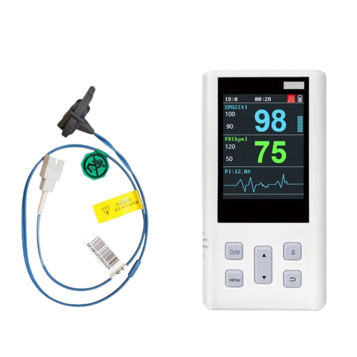 Håndholdt pulsoximeter til nyfødte med hjertefrekvenssensor og farveskærm hvid 15,6 x 7 x 3,2 cm til neonatologi