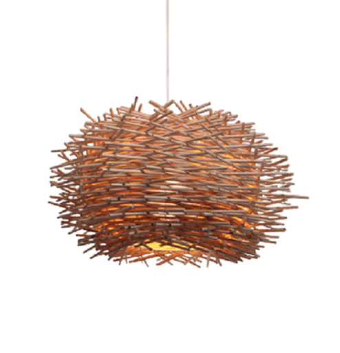 Håndlavet rattan pendellampe bambus loftslampe med ophængningstråd 120 cm naturlig hængende lysekrone i moderne stil 30 x 18 cm