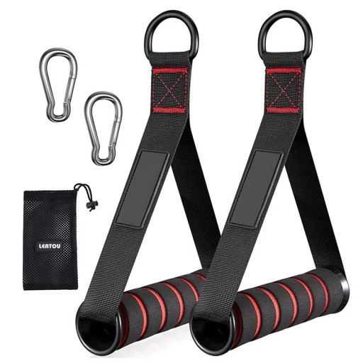 Handtag för kabelmaskiner med skumgrepp och karabiner, styrketräningshandtag med nylonremmar för styrketräning belastning upp till 260 kg
