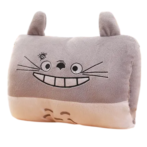 Handwarmerkussen 32 x 21,5 cm Grijs Cartoonmotief Pluche Kussen Warm Accessoire voor Wintercadeau voor Kinderen en Volwassenen