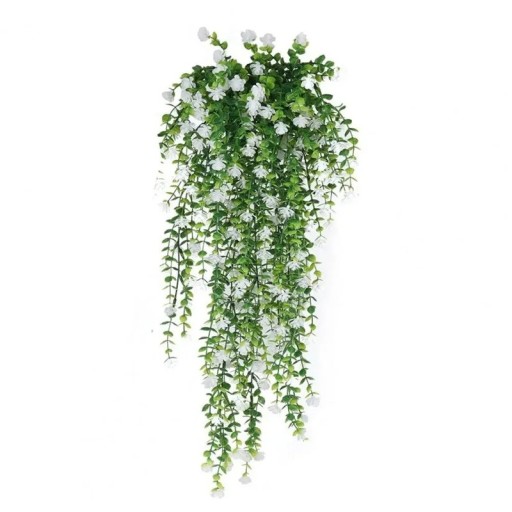 Hängande konstgjord blomma med färgglada blommor 75 cm Dekoration för vägg, balkong eller räcke Konstgjord växt för lägenhet och trädgård 1 st