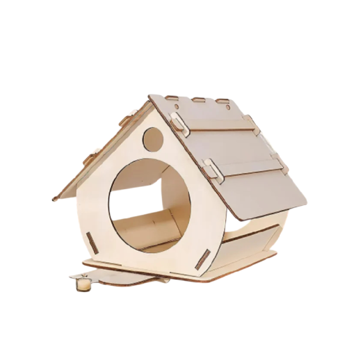 Hangend houten vogelvoederhuisje 14x22x8 cm natuurlijk hout buiten voor balkon tuin terras om te voeden
