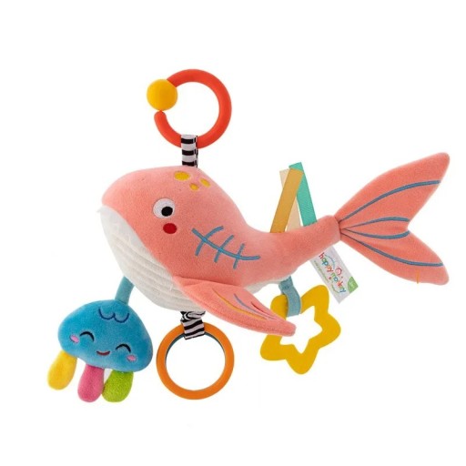 Hangend speelgoed voor baby&#39;s 34 x 21 cm Walvis met ster en kwal Fluitend speelgoed voor kinderwagen Gehoor- en motorische ontwikkeling