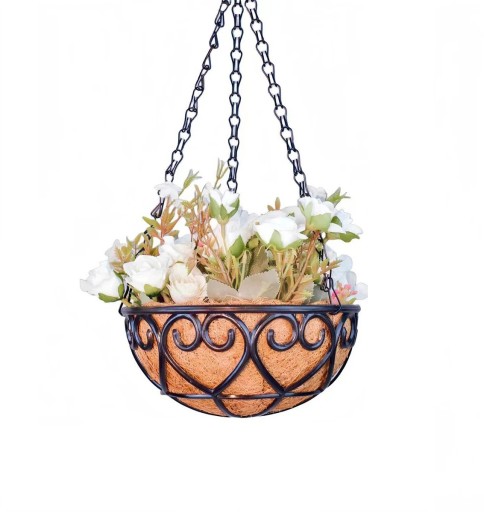 Hangende bloempot kokosvorm 20 cm Decoratieve bloempot in kokoslook met touwophangsystemen voor planten