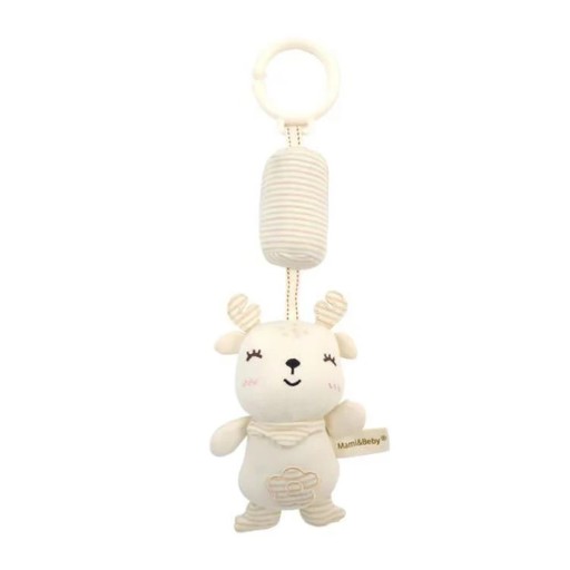 Hanging Rattle for Babies 33 x 10 cm Fawn with Hanging Loop Soft Toy for Pram and Cot Supports Sensory Development
