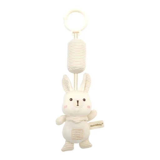 Hanging Rattle for Babies 33 x 10 cm Rabbit with Hanging Loop Soft Toy for Pushchair and Cot Gentle Rattling for Sensory Development
