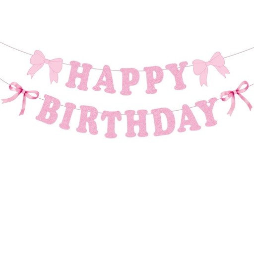 Happy Birthday girlanda 18 x 15 x 0,5 cm Rózsaszín születésnapi banner dekoráció az ünnepléshez party díszítés a helyiségben