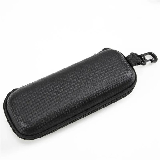 Hard Black Glasses Case 16.7 x 6 x 4.2 cm Travel Case with Strap EVA Protective Zipper Case for Sunglasses or Prescription Glasses