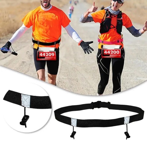 Hardloopriem voor startnummer op de taille 80 x 2,5 cm Verstelbare elastische riem voor wedstrijden Sportieve hardloopaccessoires voor buiten