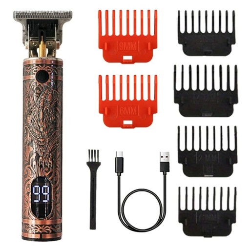 Hårklipper med tre hastigheder Elektrisk barbermaskine til hårklipning med tilbehør i forskellige størrelser USB-C Professionel barbermaskine Genopladelig hårklipper med opladningsindikator 15,2 x 4,1 cm